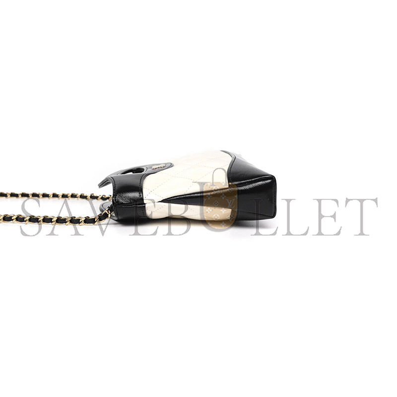 Ch*el master nano 31 white black shiny lambskin gold hardware (20*17*4cm)